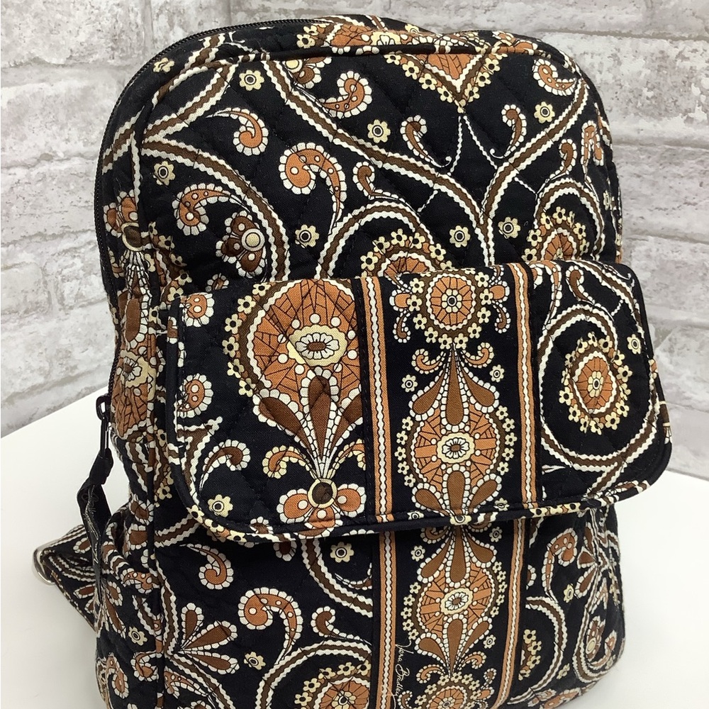 Vera Bradley Black and Orange Paisley Backpack